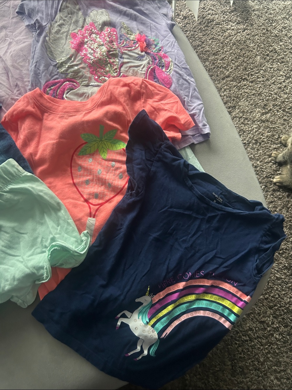Girls Mixed Shirt and Shorts Lot - Navy, Pink, Pastel Colors size 5t - Picture 5 of 5